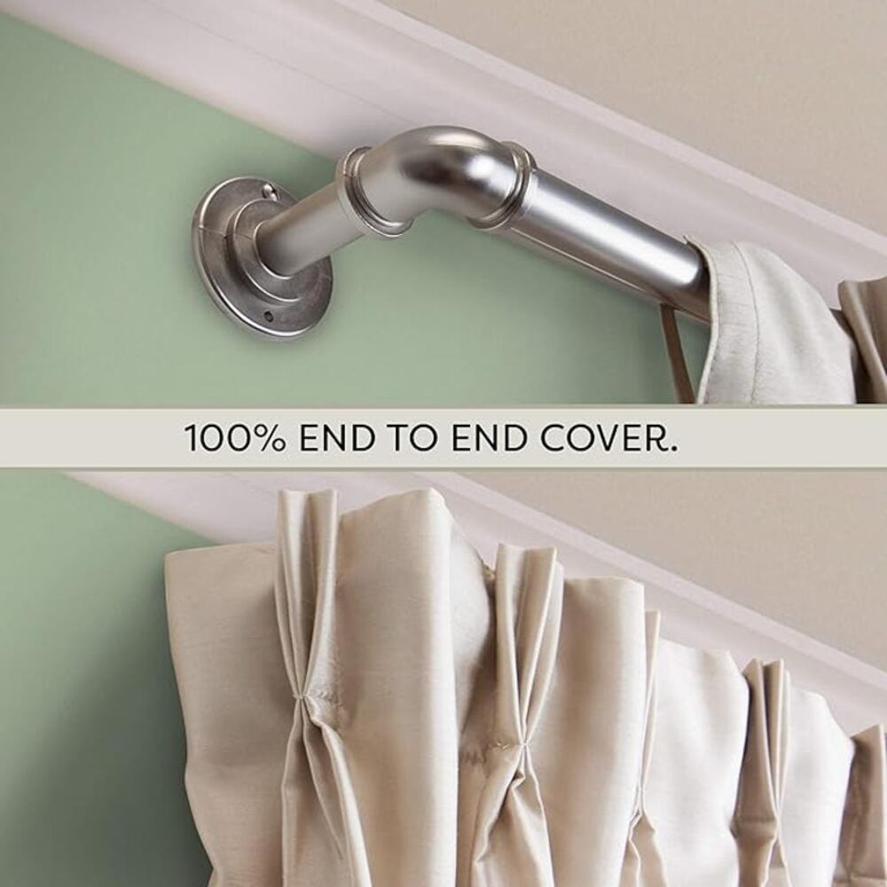 Rod Desyne Industrial Pipe Blackout 1" Curtain Rod 48 to 84 in Satin Nickel